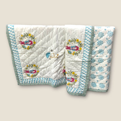 Kids organic Comforter Dohar 40x60 inch Bunny image 0