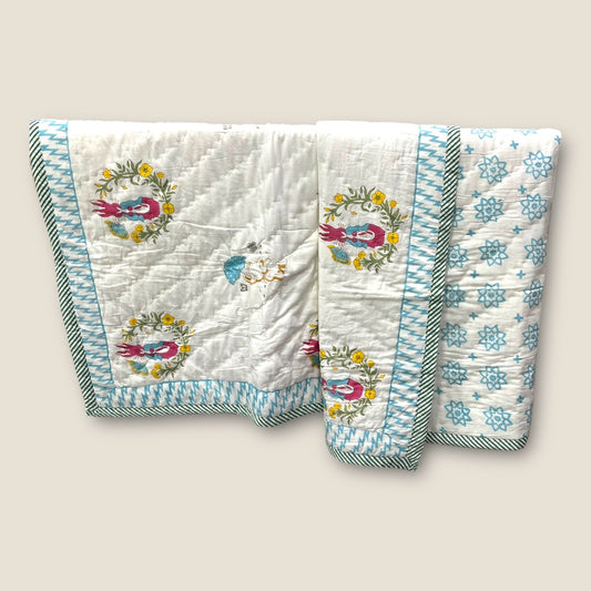 Kids organic Comforter Dohar 40x60 inch Bunny image 0