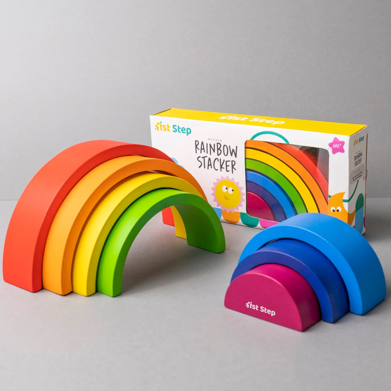 7 PCS NATURAL WOODEN RAINBOW STACKER toy image 2