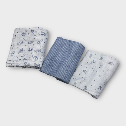 Luxury Organic Cotton Baby Throws - Pack of 3 | Soft & Breathable Muslin Swaddle Blankets image 1