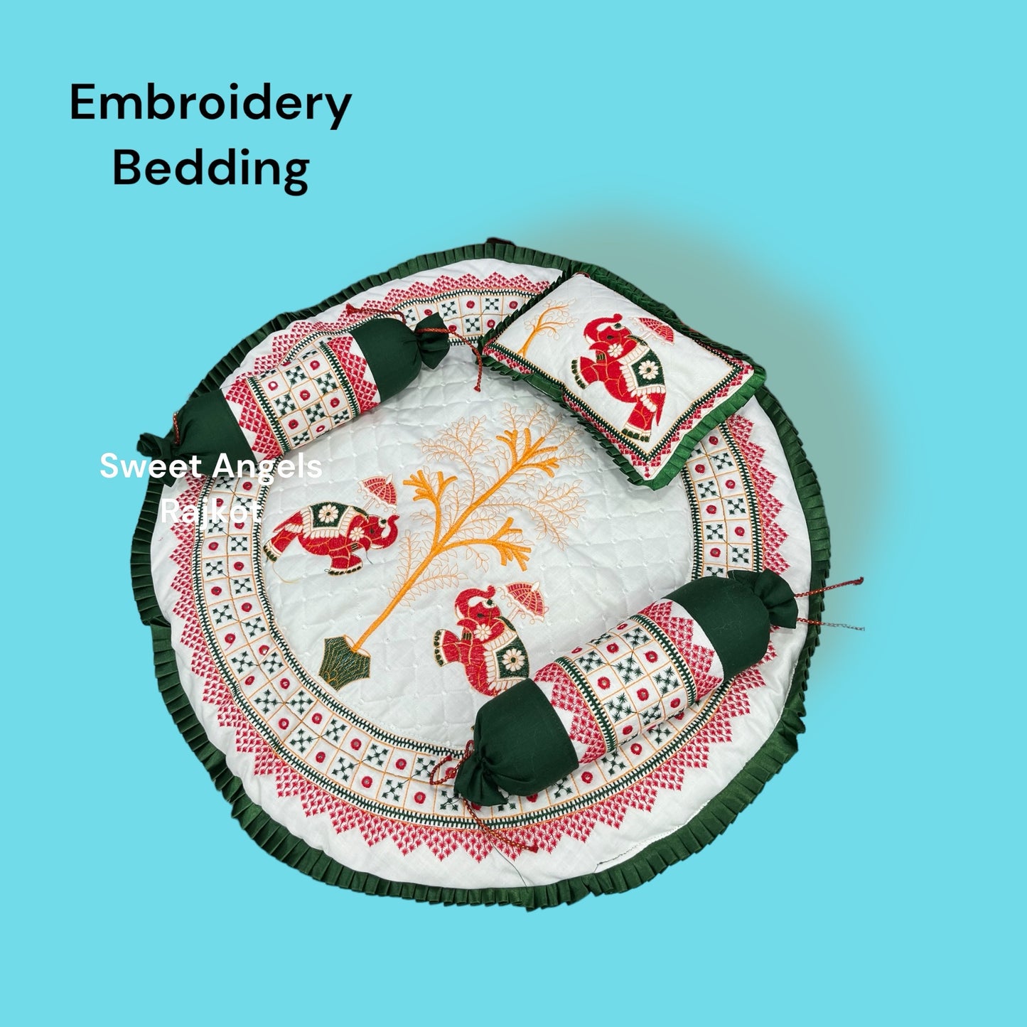 Kaanch mirror Embroidery Godadi Bedding Set for Baby Chatthi image 0