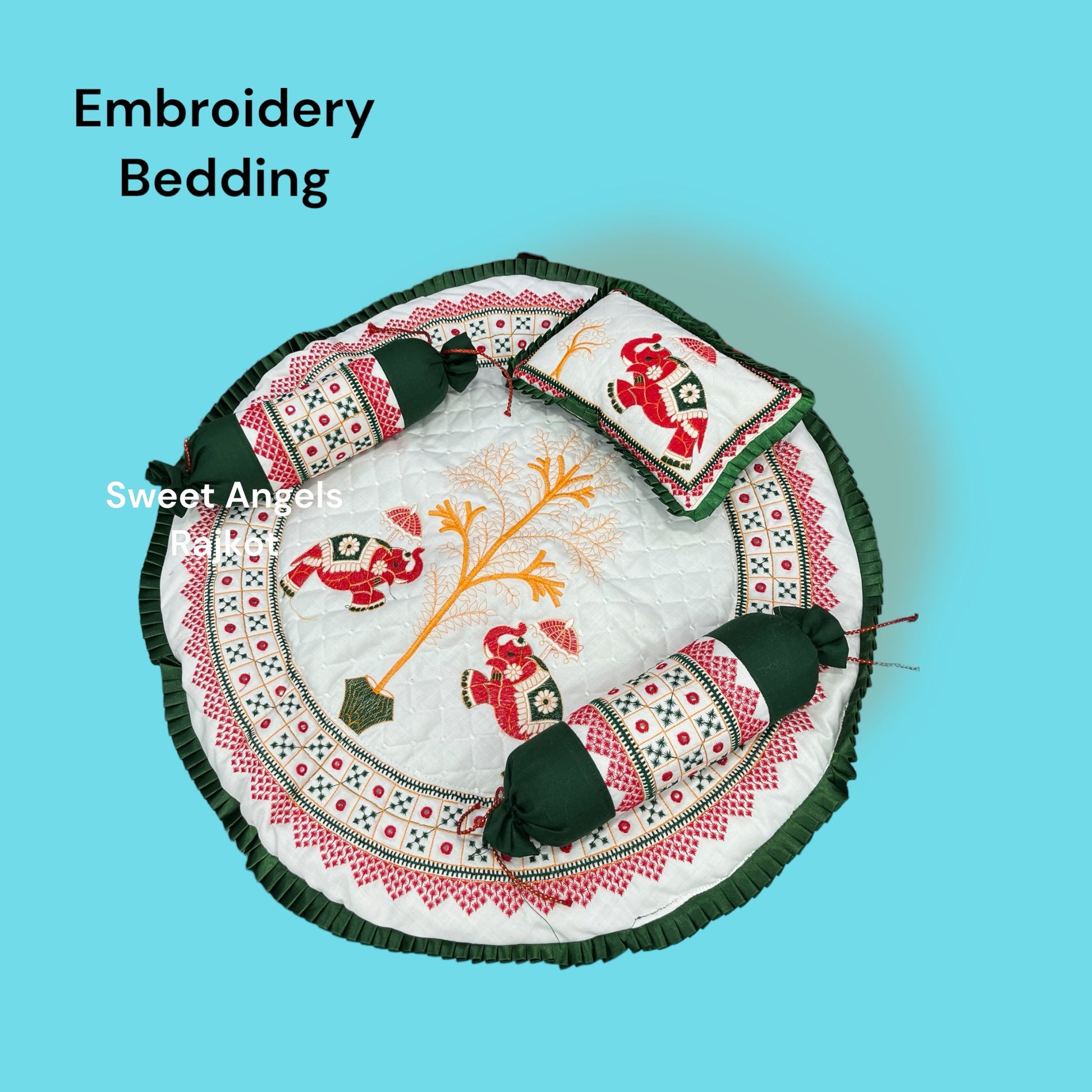 Kaanch mirror Embroidery Godadi Bedding Set for Baby Chatthi image 0