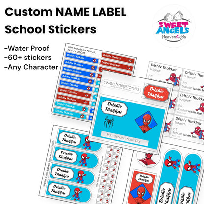 Custom Waterproof Name Label Stickers for Kids – 70+ Stickers | Personalized with Name, Class, School & Character Theme image 0
