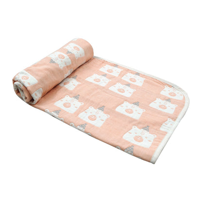Organic Cotton  Blanket - Peach Pink animals image 0