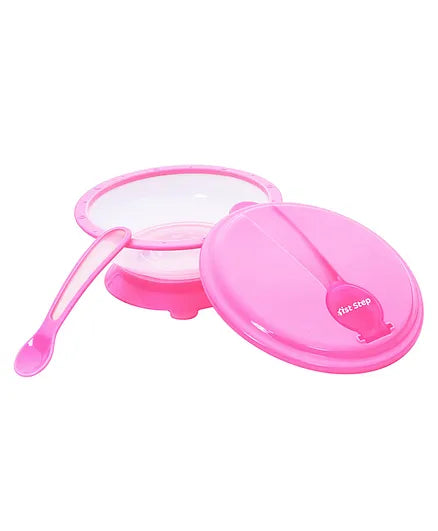 Microwave Friendly Feeding Bowl With Spoon - pink image