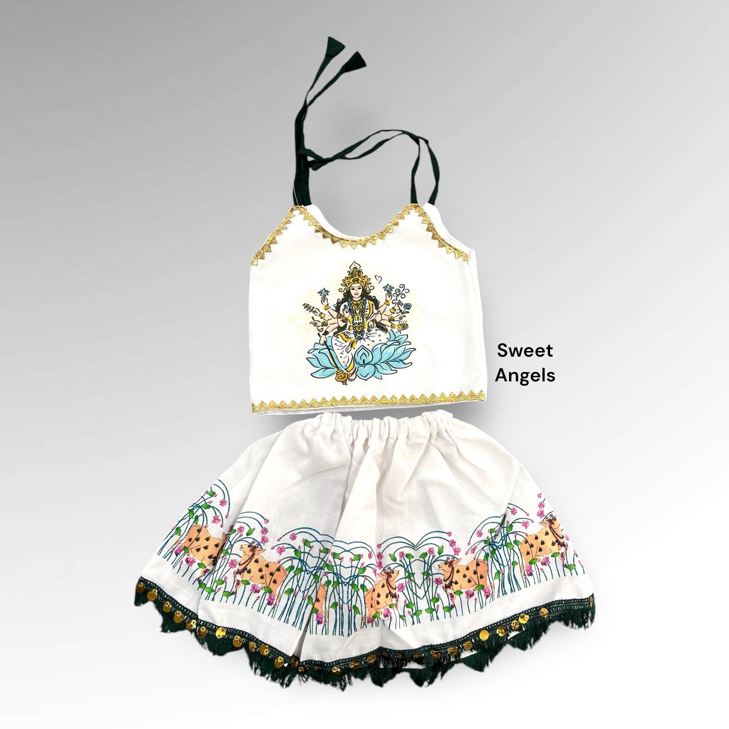 Girl Chatthi Clothing | Soft Cotton with Goddess & Ganesh Prints image 3