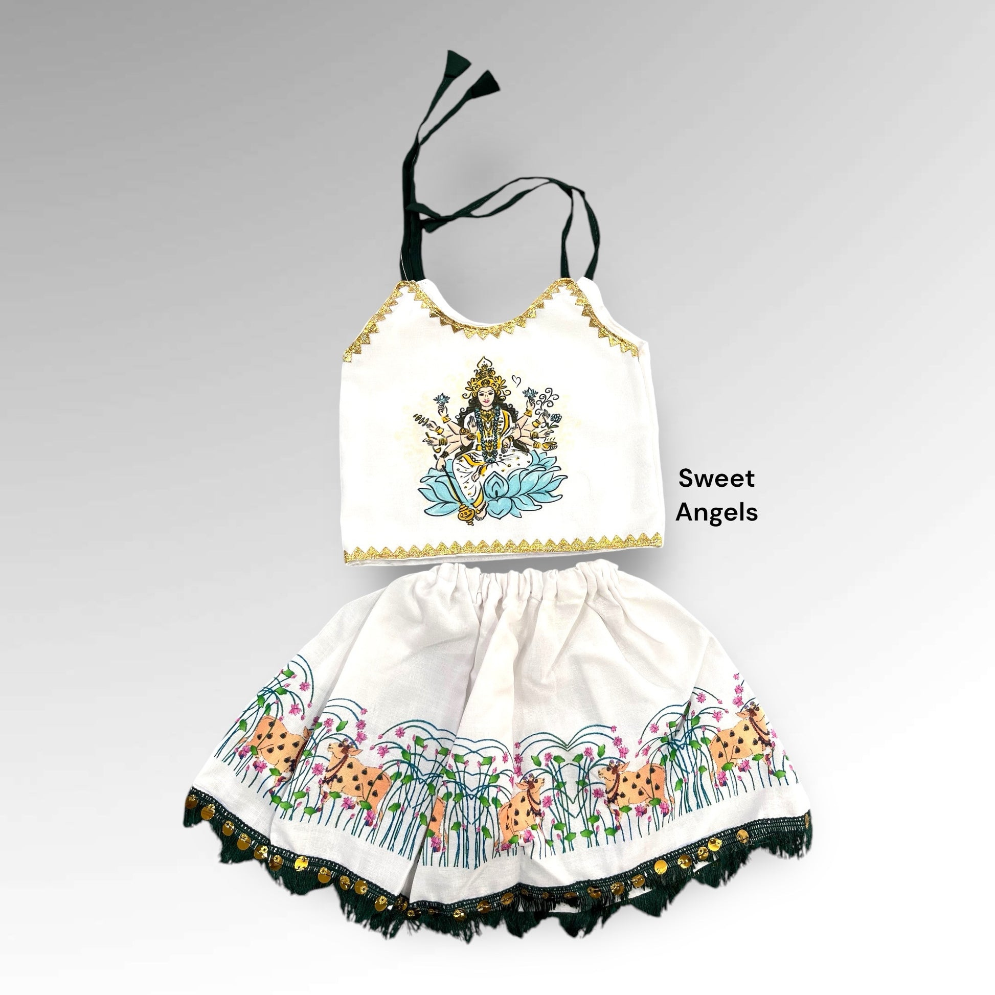 Girl Chatthi Clothing | Soft Cotton with Goddess & Ganesh Prints image 3