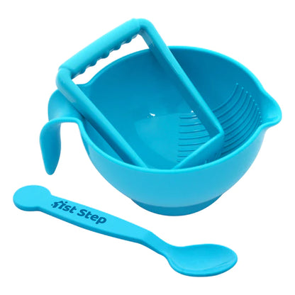 Portable Grinding Feeding Masher/Serving Bowl for Baby Food Preparation with Spoon - Blue image 0