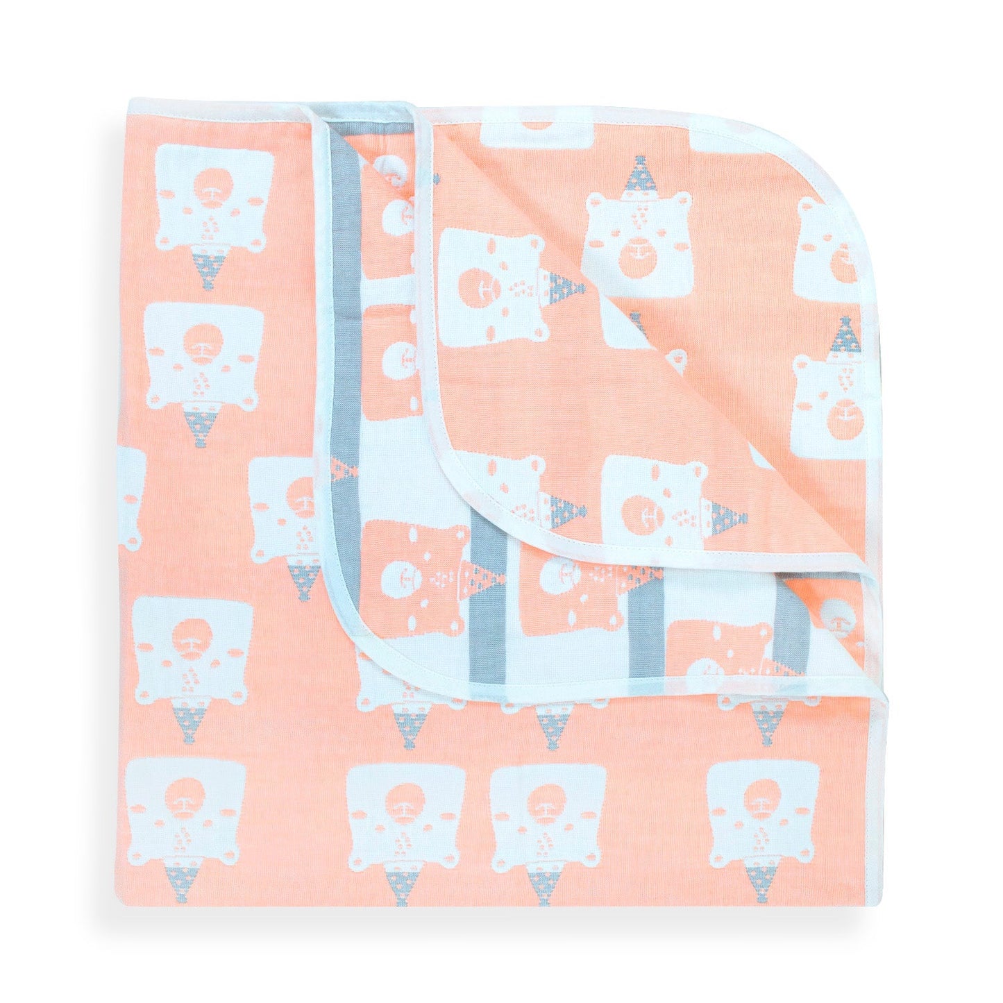 Organic Cotton  Blanket - Peach Pink animals image 3
