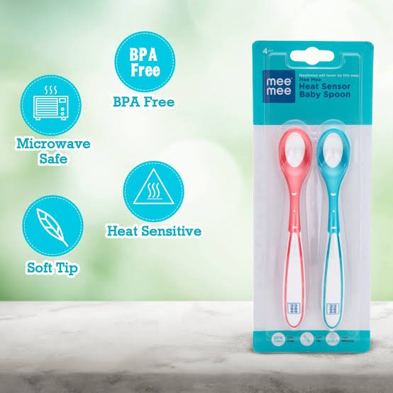 mee mee heat sensor baby spoon 2pc. image 2