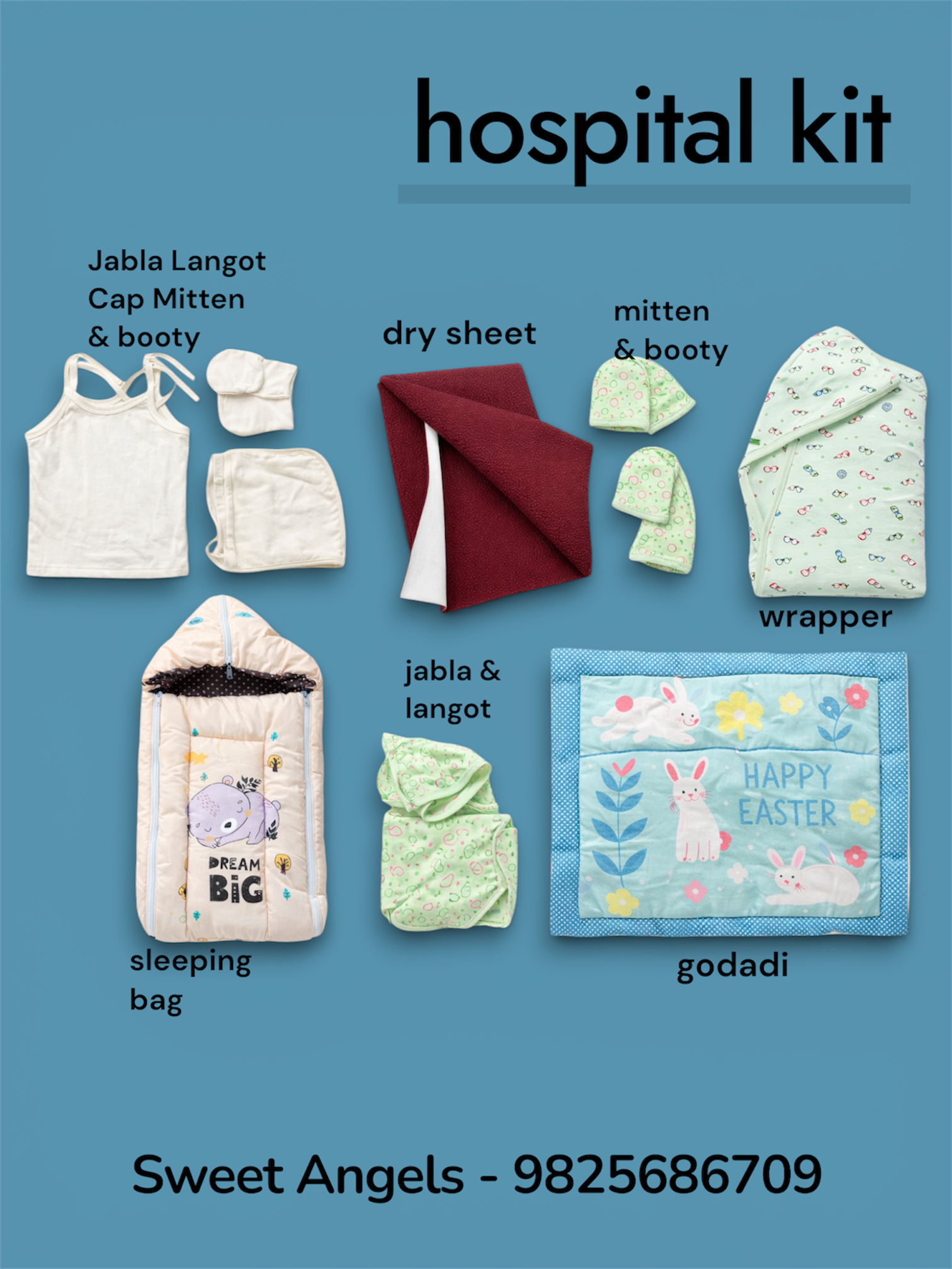 Hospital 12pc Newborn Baby Birth Kit Basic Needful