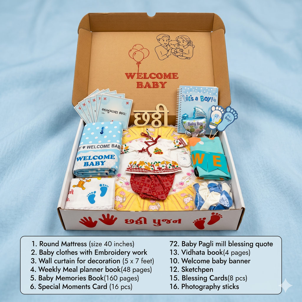 Boys Chatthi Gift Set With full Decoration Kit Baby Name Ceremony Celebration