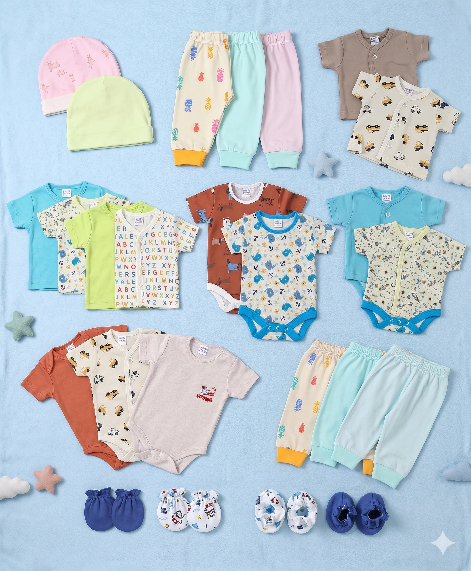 Essential Premature Baby Summer Combo: assorted prints (1.5kg – 2.5kg)