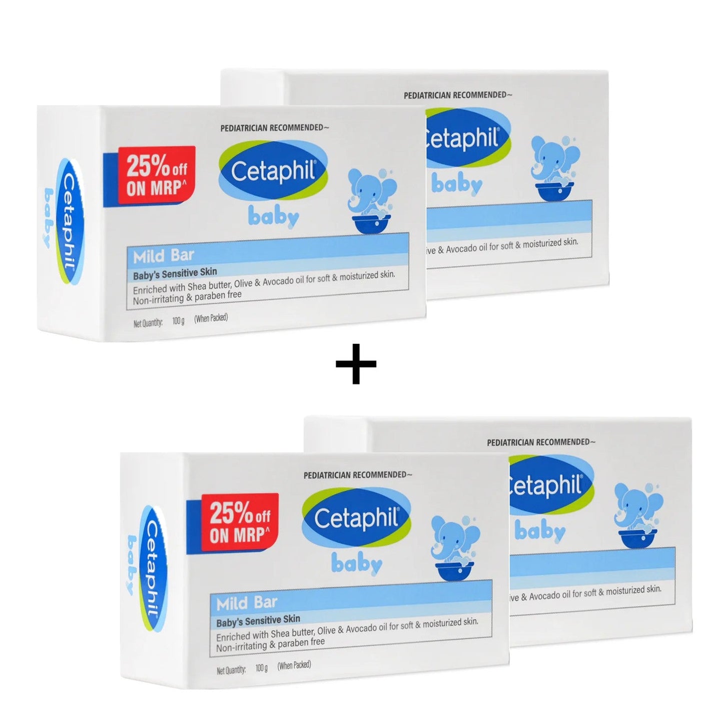 Cetaphil Baby Mild Bar 4 (100g each) - 2+2