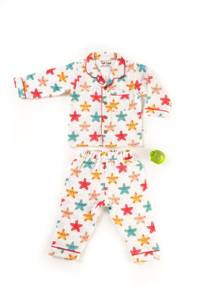 Muslin Colar Baby Stars Night Suits - 24 to 36 m image