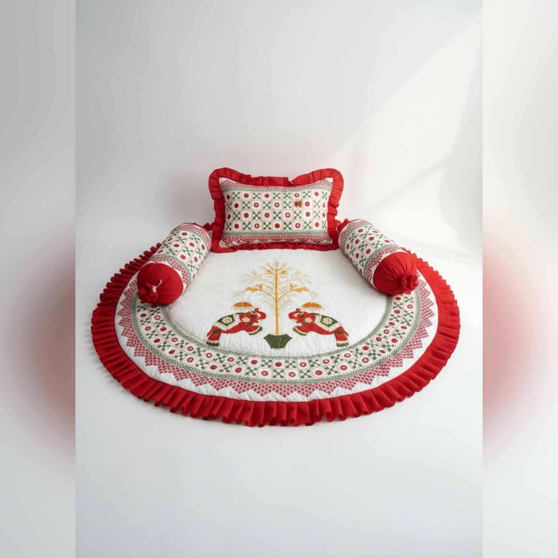 Kaanch mirror Embroidery Godadi Bedding Set for Baby Chatthi image 0