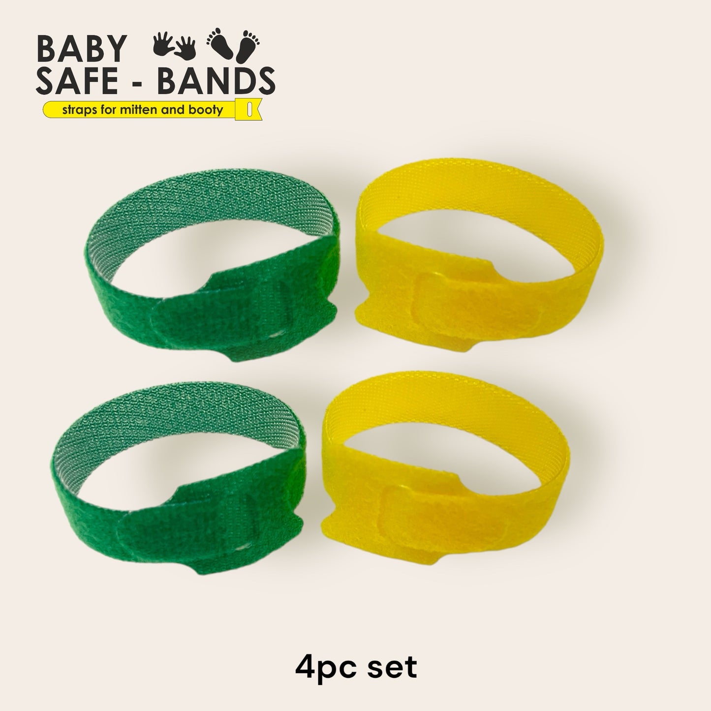 Baby Safe Bands - Straps for Mitten and Booty yellow green combo image 1