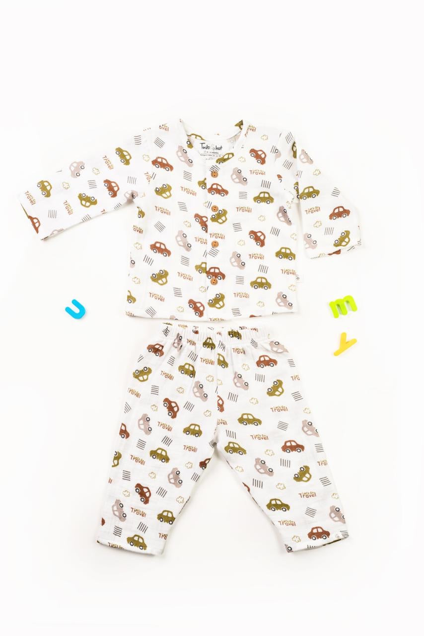 Muslin Baby 1 to 3 years Cars Night Suits Organic - 18 to 24 m image