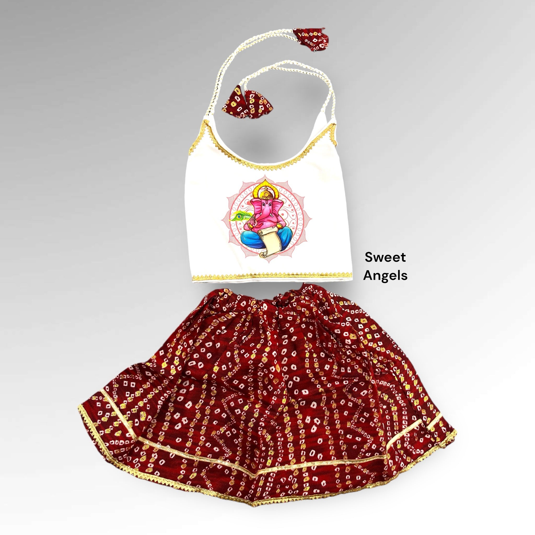 Girl Chatthi Clothing | Soft Cotton with Goddess & Ganesh Prints image 6
