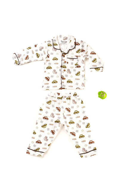 Muslin Colar Baby Cars Night Suits - 9 to 12 m image