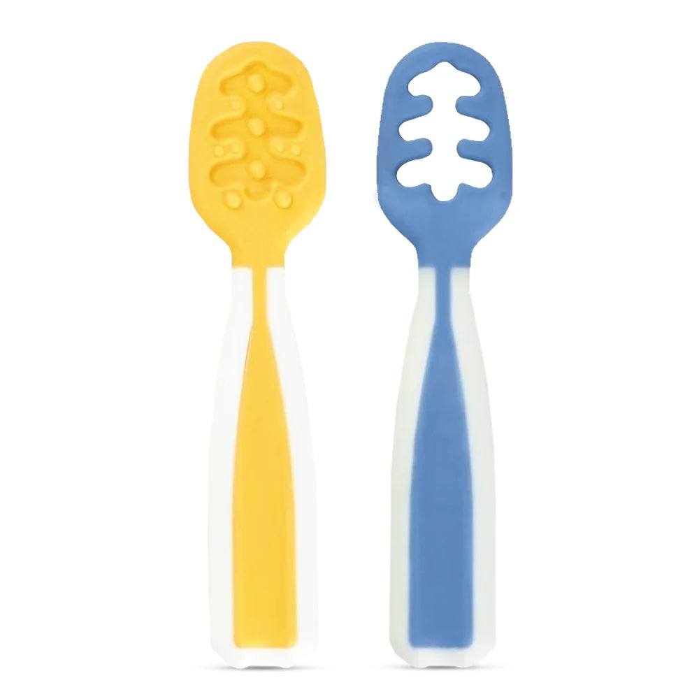 Baby First Stage Feeding Teething SPOON - yellow & blue image