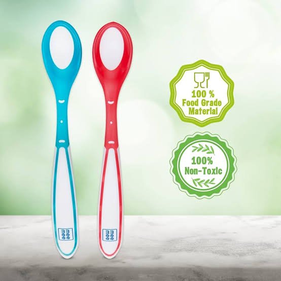 mee mee heat sensor baby spoon 2pc. image 1