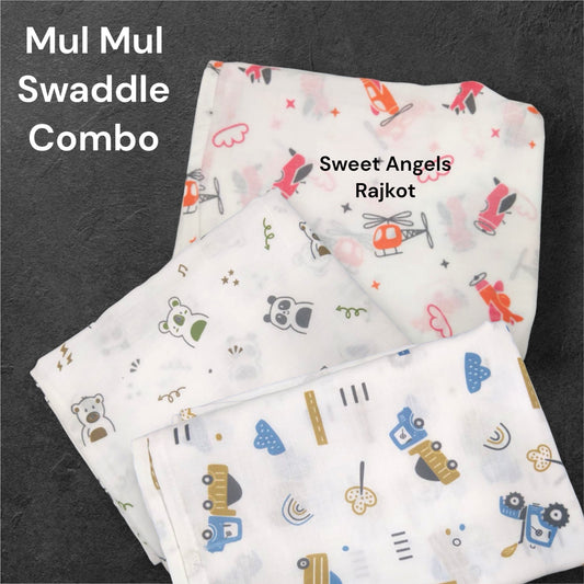 Mul Mul Swaddle Combo – Soft, Breathable & Multi-Purpose Baby Wrap image 0
