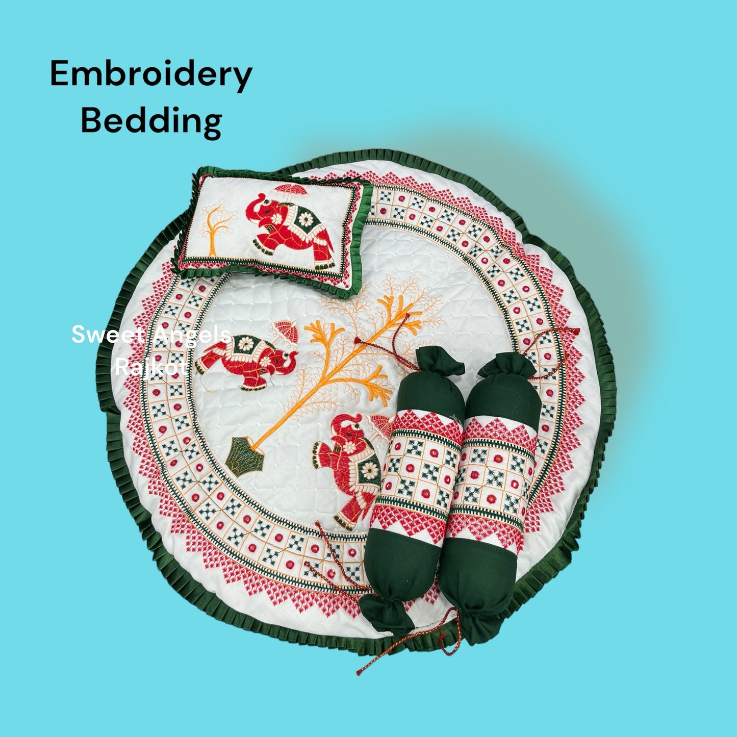 Kaanch mirror Embroidery Godadi Bedding Set for Baby Chatthi image 1