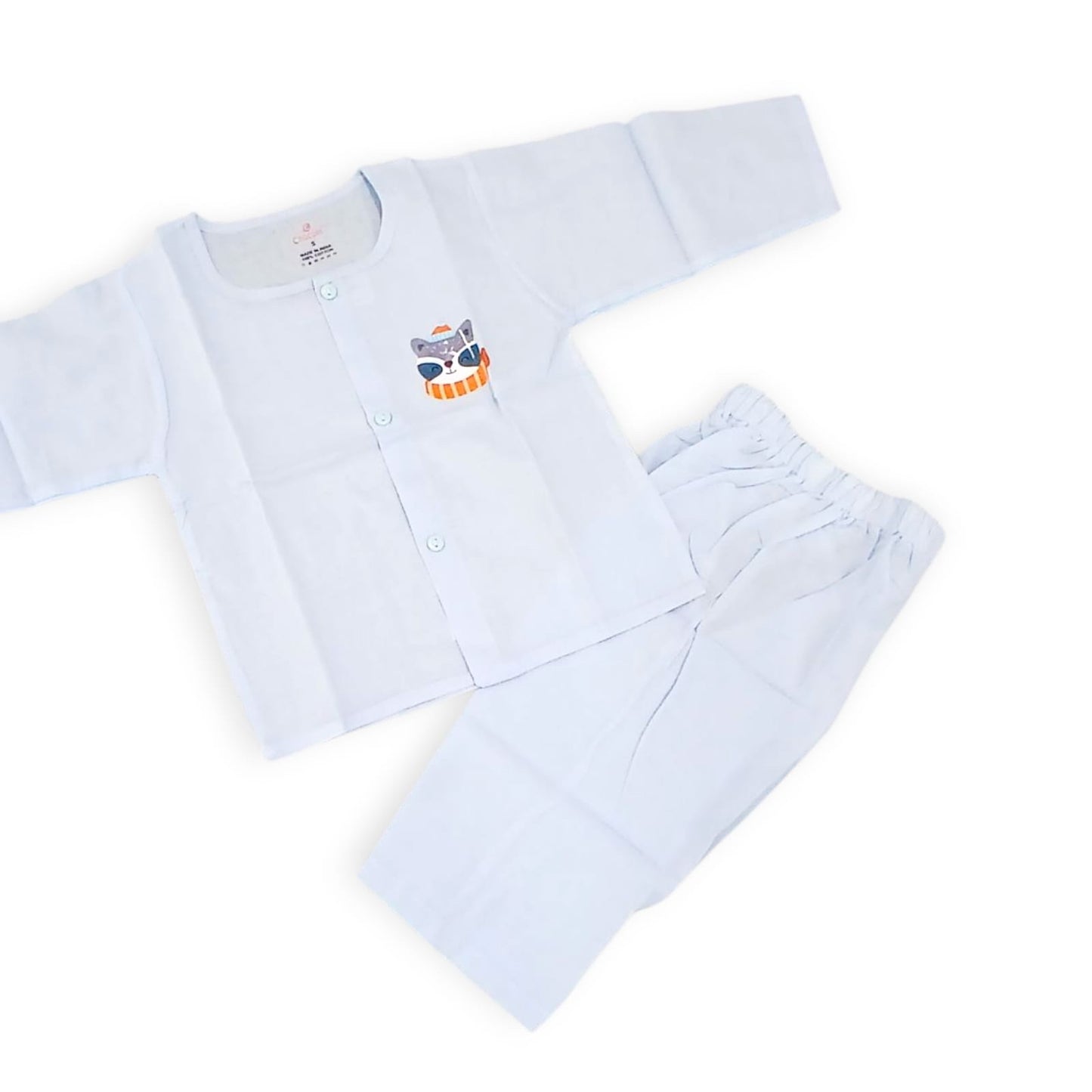 Plain Organic Cotton Night suits 0 to 2 years - Sky, 6 to 12 m image