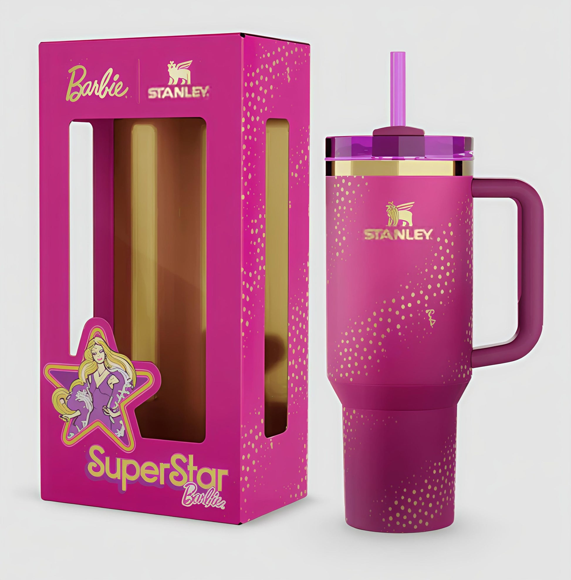 Pink / Purple / Gold Stanley Barbie 70s Superstar Quencher Tumbler image 2