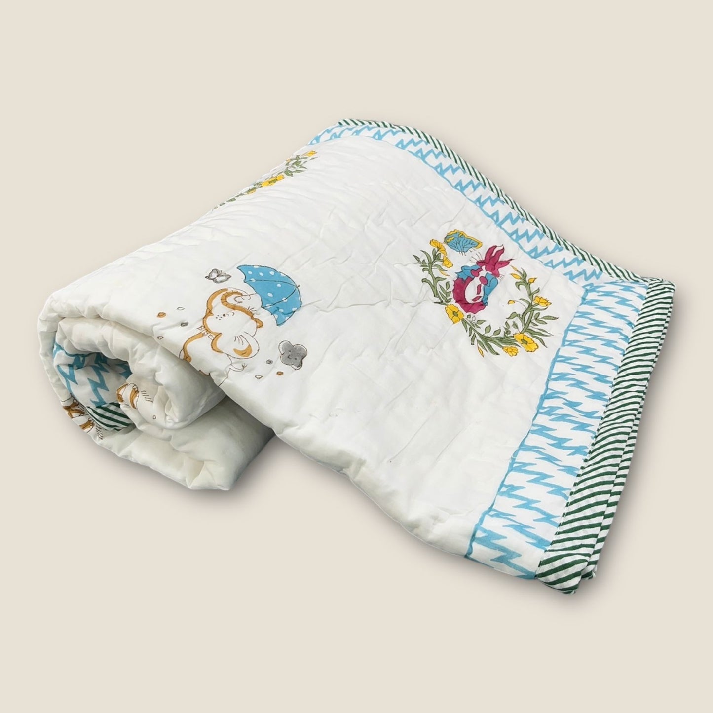 Kids organic Comforter Dohar 40x60 inch Bunny image 1