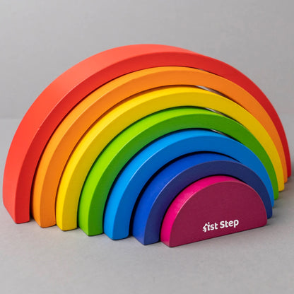 7 PCS NATURAL WOODEN RAINBOW STACKER toy image 0