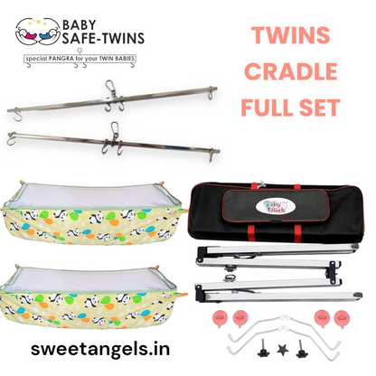 Baby Safe Twins Cradle Full Set – Foldable Stainless Steel Ghodiya with Separate KhoyaBaby Safe Twins Cradle Full Set – Foldable Stainless Steel Ghodiya with Separate Khoya image 2