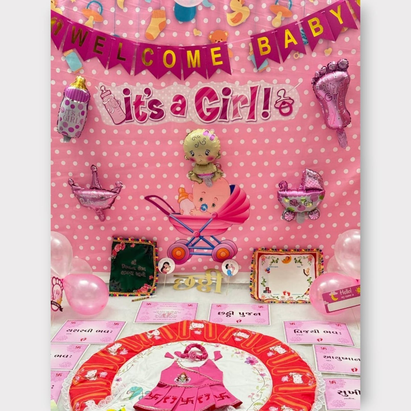 Girls Chatthi Gift Set With full Decoration Kit Baby Name Ceremony Celebration image 0