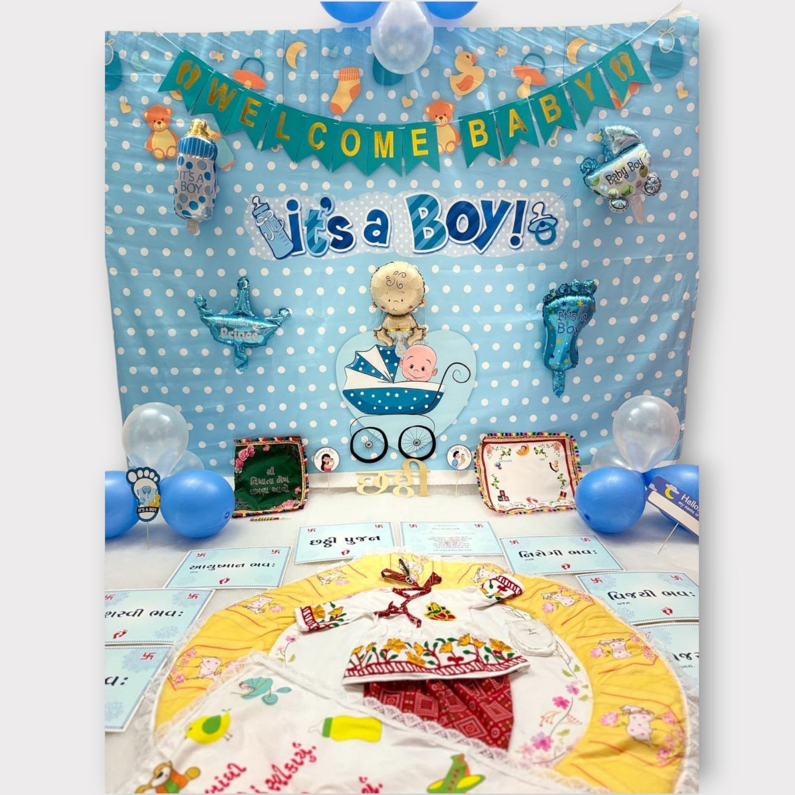 Boys Chatthi Gift Set With full Decoration Kit Baby Name Ceremony Celebration image 0