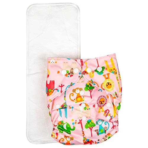 Reusable Baby Cloth Diaper Double Leak Guard High Absorption Quick Dry - monkey image