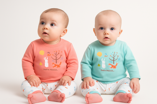 Baby Jogger Legging Suits – Soft Cotton 2-Piece Set (3 to 18 Months) | 6 Forest Friends Prints image 0