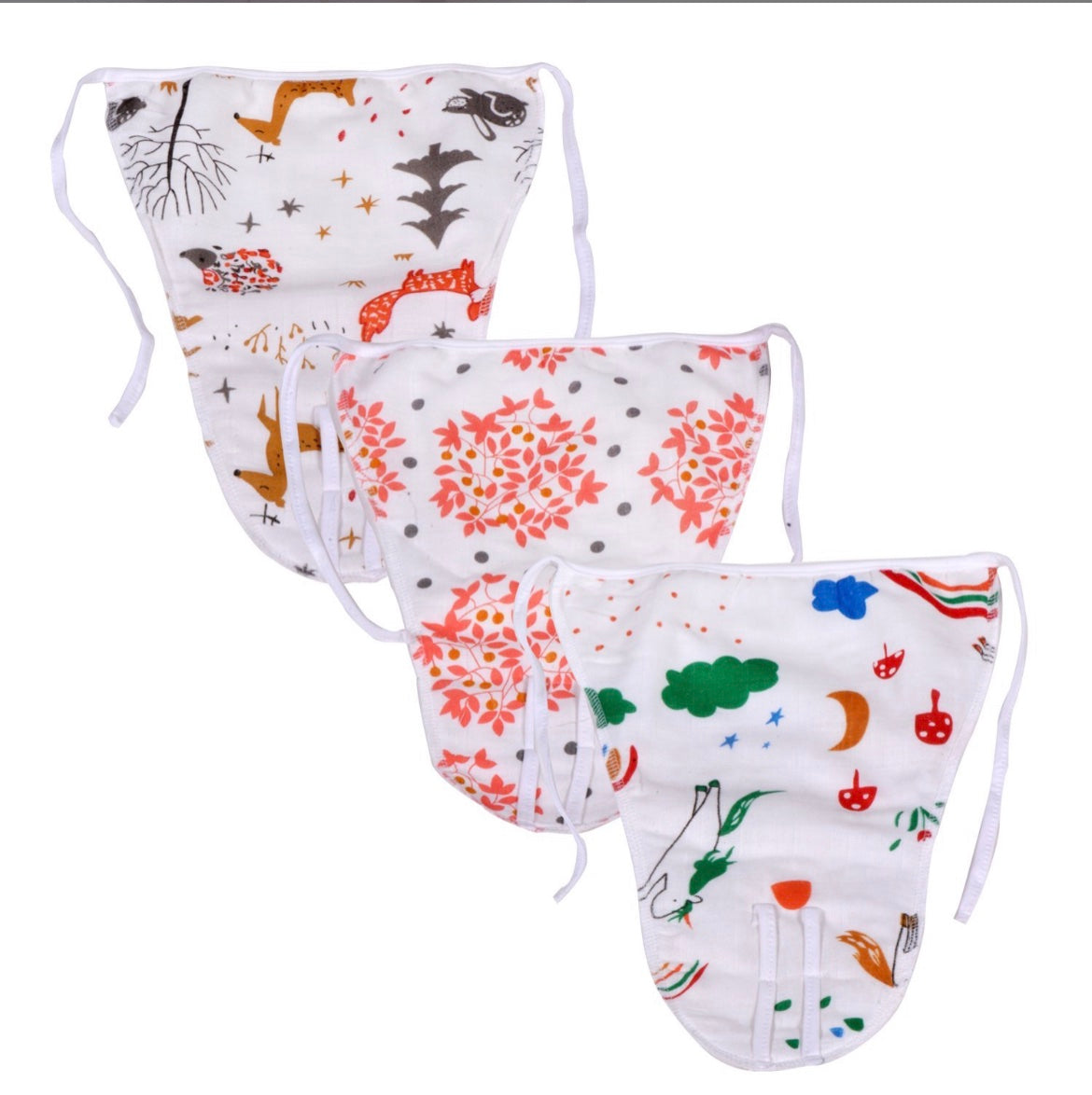 Baby 100% Organic Muslin Nappy padded assorted prints image 2