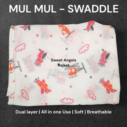 Mul Mul Swaddle Dual Layer – Soft, Breathable & Multi-Purpose Baby Wrapper image 1