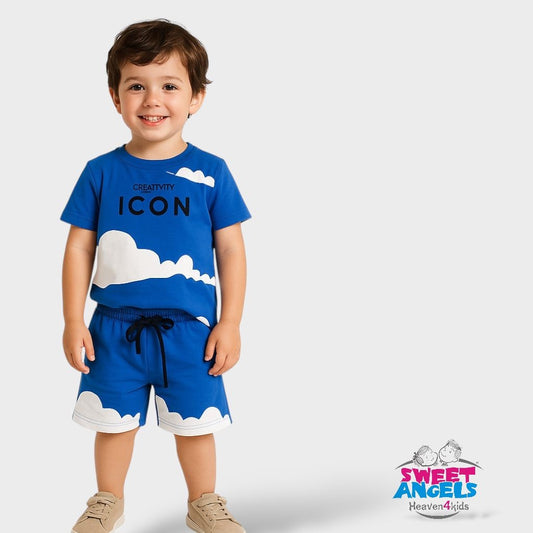 Hip Hop Kids Unisex Co Ord Set 3 to 10 years Clouds Blue image 0