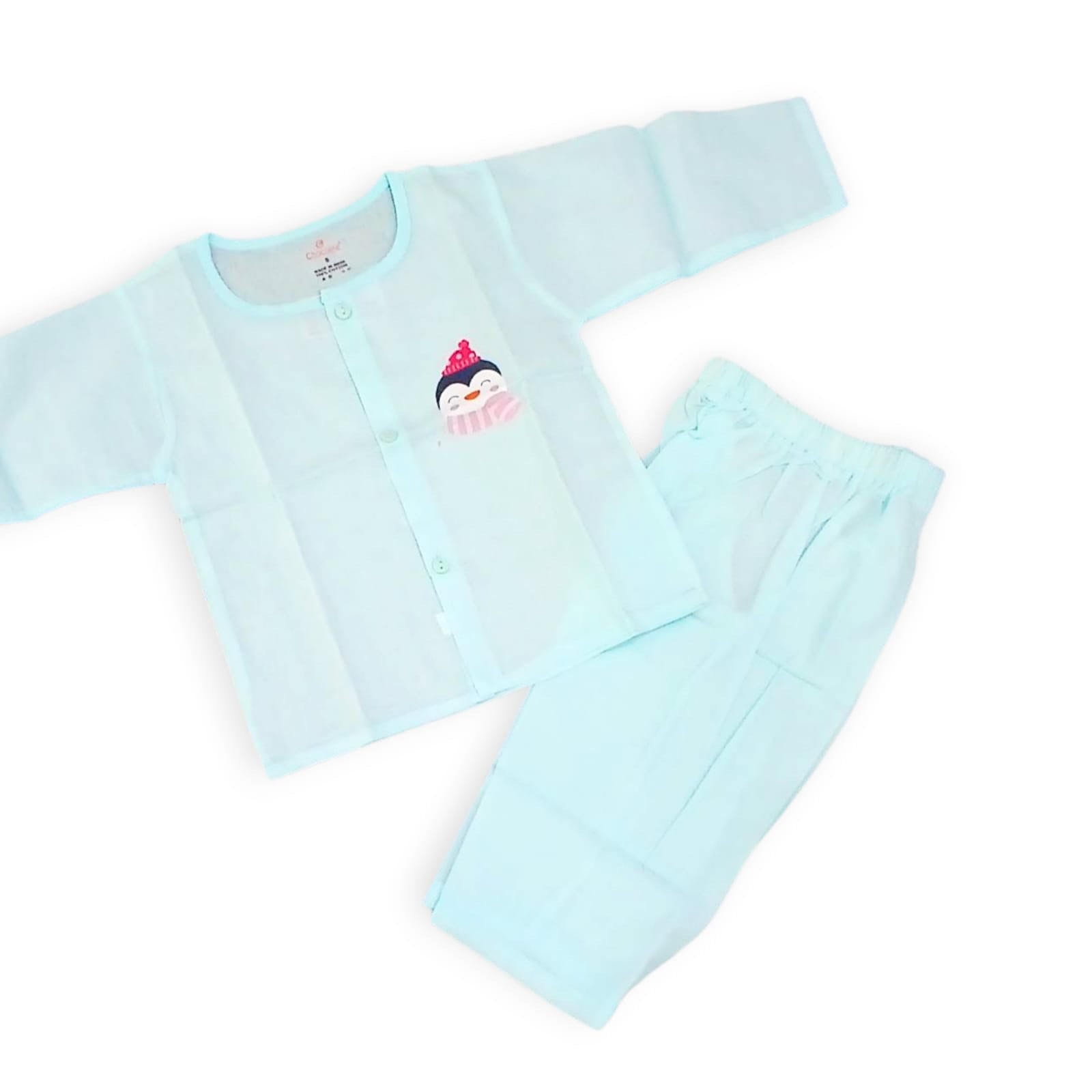Plain Organic Cotton Night suits 0 to 2 years - Turquoise, 0 to 6 m image