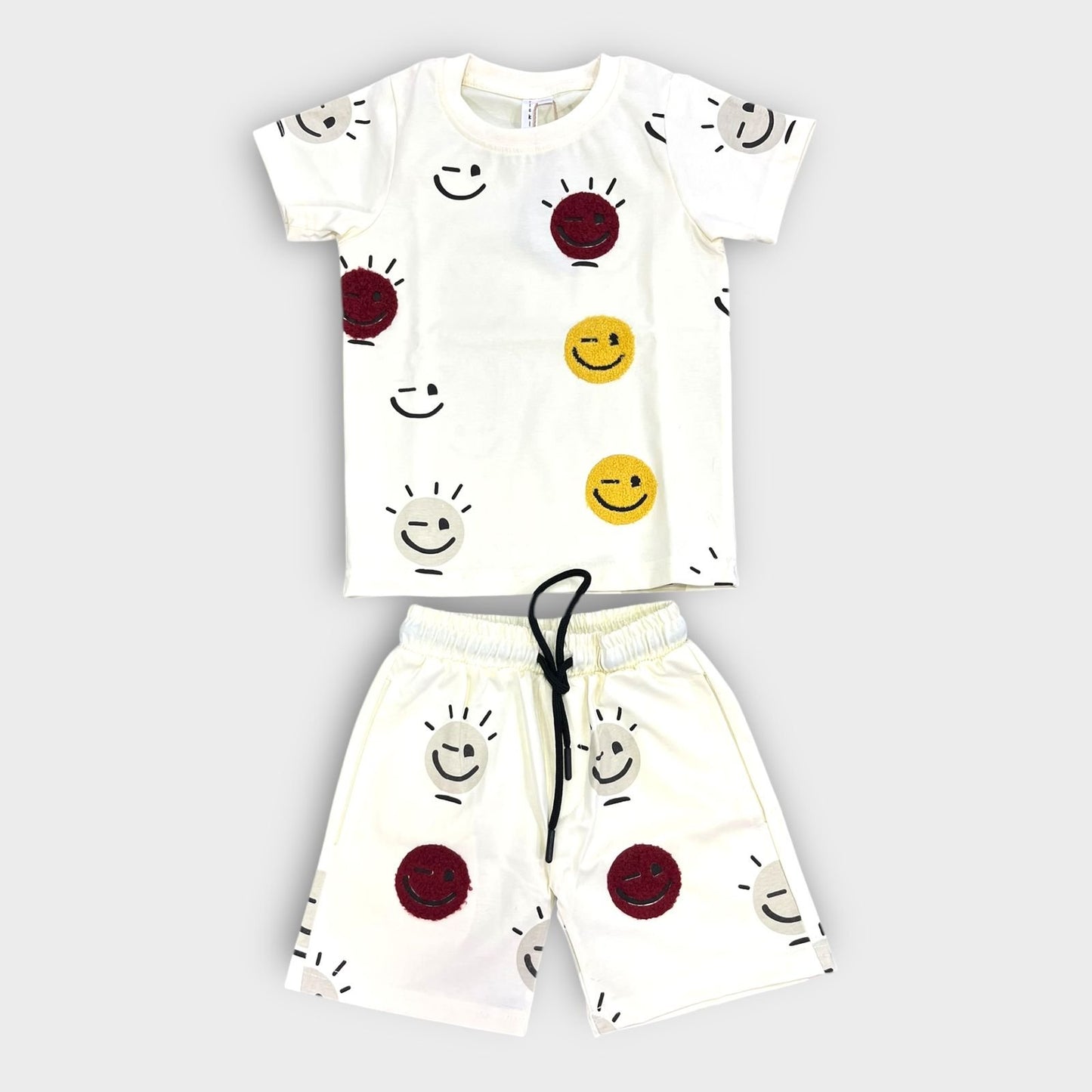 Hip Hop Kids Unisex Co Ord Set 3 to 10 years Smiley beige - 3 to 4 image