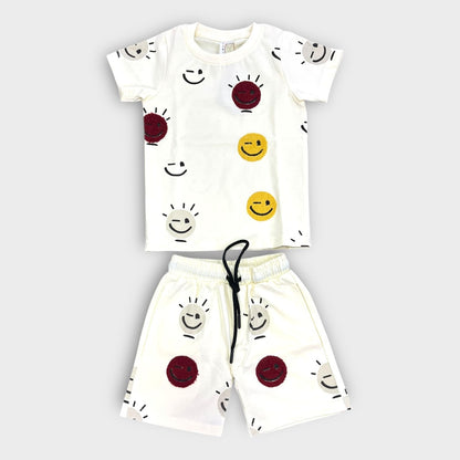 Hip Hop Kids Unisex Co Ord Set 3 to 10 years Smiley beige - 3 to 4 image