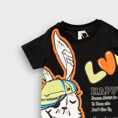Hip Hop Kids Unisex Co Ord Set 3 to 10 years Love Bunny Black image 3