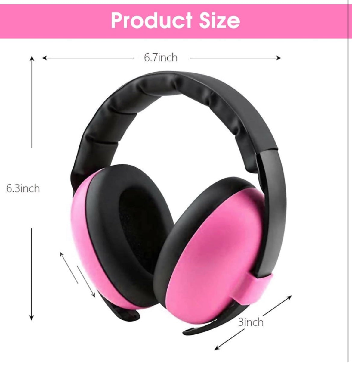 Pink Baby Noise Cancelling Headphones, Ear Protection Earmuffs Noise Reduction for 0-3 Years Kids/Toddlers/Infant image 3