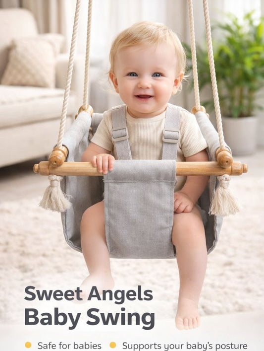 Sweet Angels Premium Cloth Baby Swing – Ergonomic Canvas Hanging Chair for Infants & Toddlers (0-2 Years)