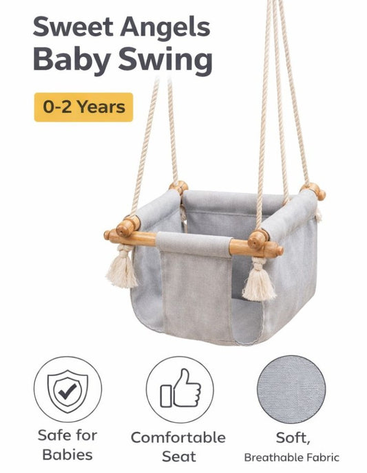 Sweet Angels Premium Cloth Baby Swing – Ergonomic Canvas Hanging Chair for Infants & Toddlers (0-2 Years)