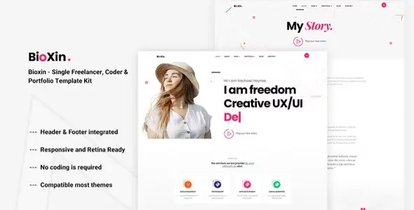 Bioxin – Single Freelancer CV & Portfolio Elementor Template Kit