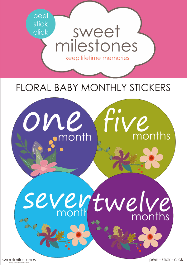 Baby Milestone Monthly Stickers Floral Theme