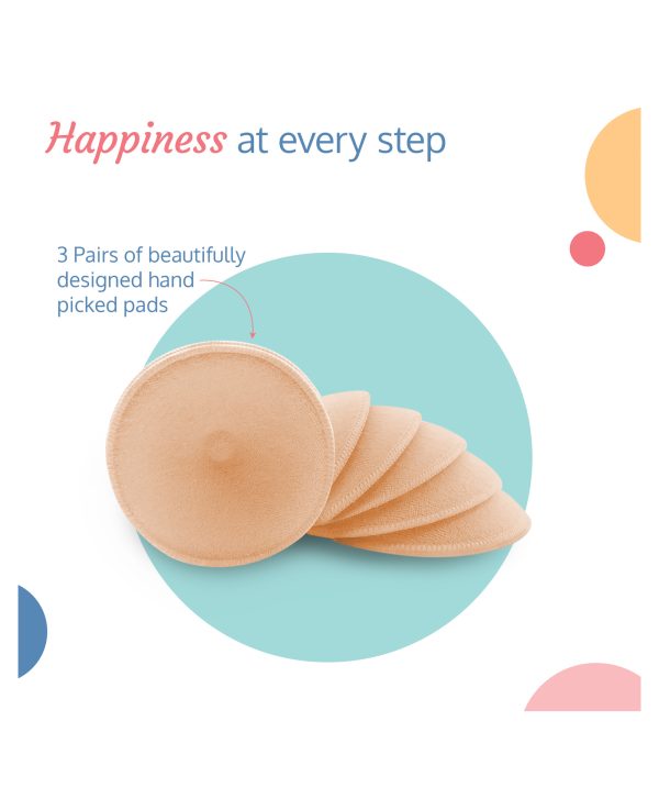 Washable Breast Pads Beige - Pack of 6